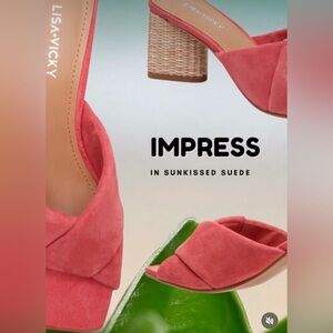 NWT Lisa Vicky Impress Block Heel Slide in Sunkissed Orange Suede - Size 6